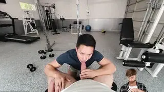 VRB Gay Bareback sex fantasy in the gym with muscle asian Jkab Dale VR Porn