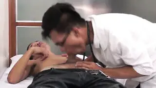 Gaysex asian doctor tastes patients cock